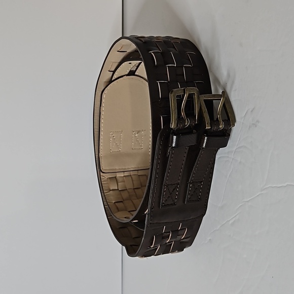 Double Buckle Wide Belt Sz M Brown  NWT - Picture 1 of 9